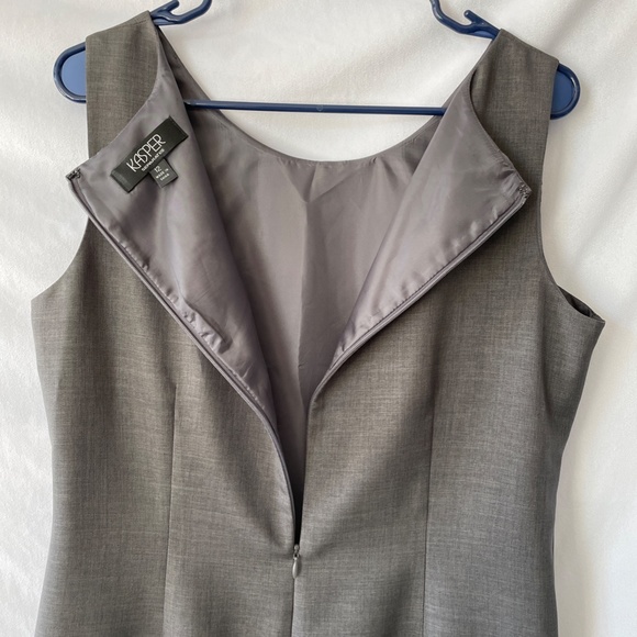 Two Piece Kasper Dress (sz 12) w/ Blazer (sz 14P) in Dark Grey - Picture 5 of 7